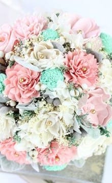 Оформления букета невесты в мятном цвете