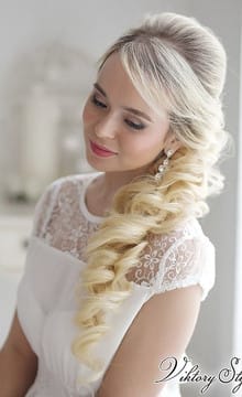 Свадебная прическа с челкой на волосы разной длины